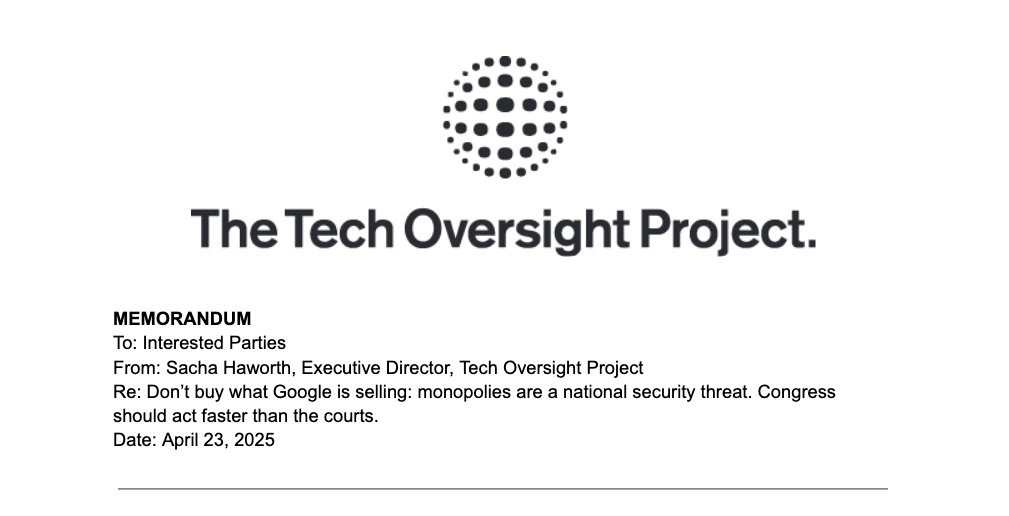 ANTITRUST TRIAL BONANZA, TOP Memo to Lawmakers