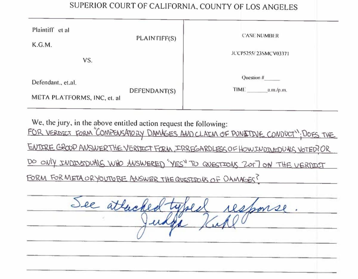 The Jury Is Asking About Punitive Damages. Read into that.