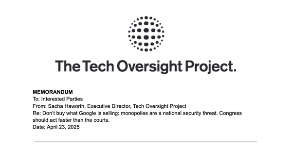 ANTITRUST TRIAL BONANZA, TOP Memo to Lawmakers