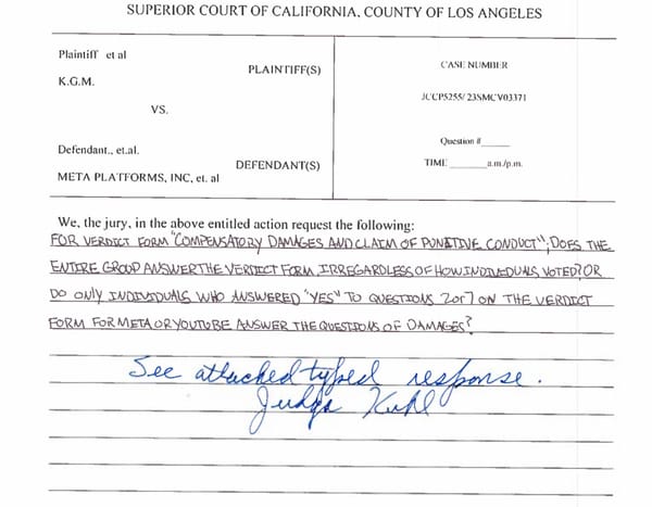 The Jury Is Asking About Punitive Damages. Read into that.